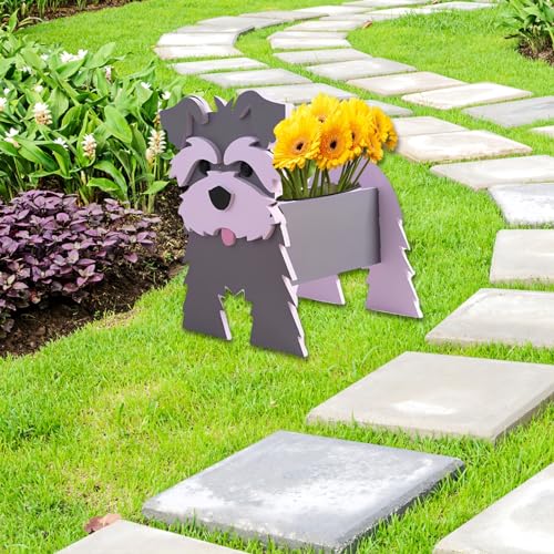 Gray Schnauzers Dog Planter Pots