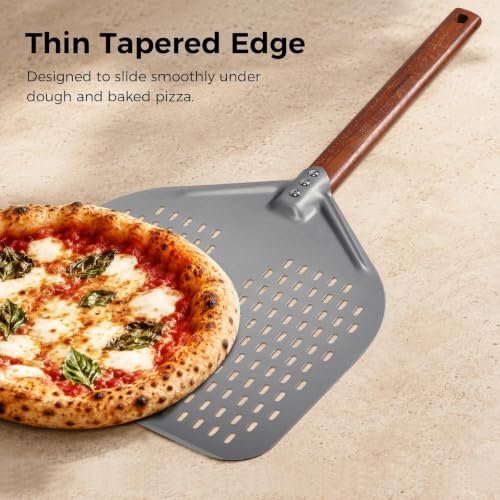 14" x 17" Perforated Aluminum Pizza Peel (14" - 35 inch overall-1)
