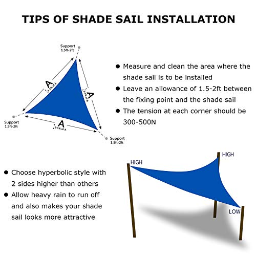 10'x10'x14' Sun Shade Sail Blue Curved Triangle Customizable (Blue / 10'X10'X14'custom)
