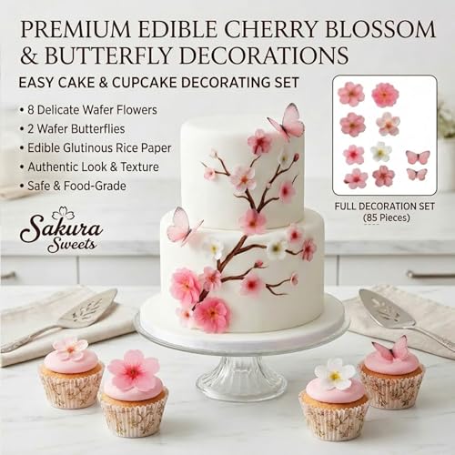 85 Pcs Edible Cake Decorations (Pink)