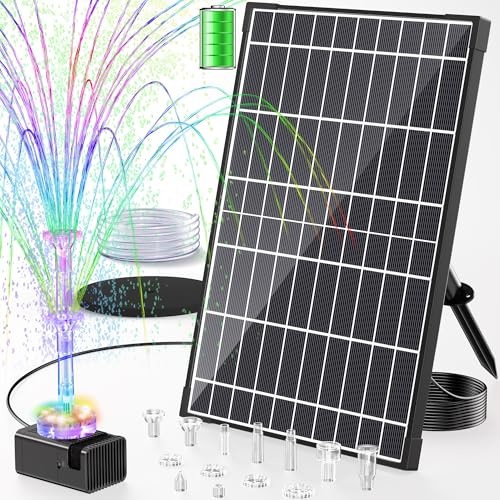 12W Solar Fountain Pump with 4200mAh Battery Backup (12W Fountain with LED Light)