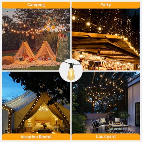 30FT Solar String Lights Outdoor Waterproof with Remote and 15+1 Shatterproof Bulbs (30FT(15 Sockets))