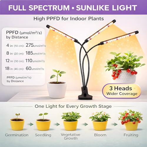 3head Plant Lights for Indoor Growing (1Pack (3Heads))