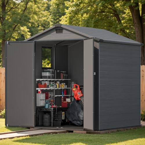 Outdoor Plastic Storage Shed 6x6 FT (Dark Grey / 6x6)