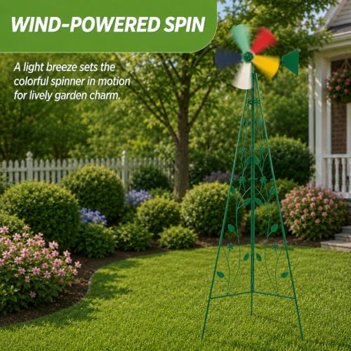 6FT Windmill for Yard Garden Decoration (Green)