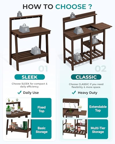 3 Tier Outdoor Potting Bench with Storage (Coffee / Sleek)