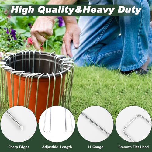 8 Inch 100 Pack Galvanized Landscape Staples 11 Gauge Anti (100 Count)