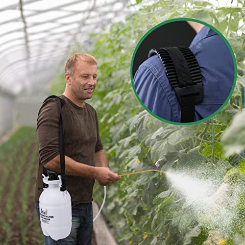 Portable Garden Pump Sprayer Brass Wand Shoulder Strap for Yard Lawn Weeds Plants 1Gal (White / 1 Gallons)