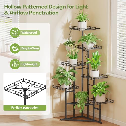 46" Tall Plant Stand Indoor (Black / 7-Tier)