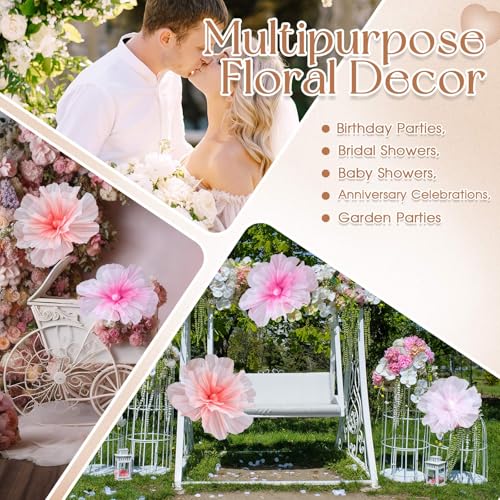 3 Pcs Giant Flowers Decoration for Wedding Reception (Rose / Pink, Rose Red, Orange)