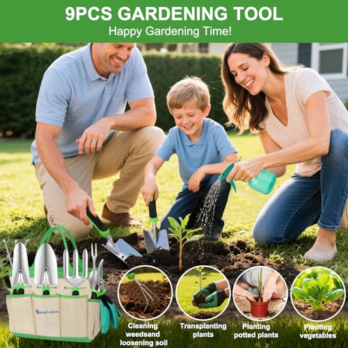 Gardening Tools 9 (9PCS Black Green)