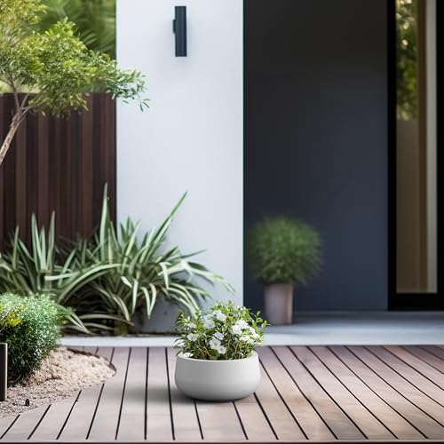 Small Round Bowl White Concrete Planter 11" Dia (White / 11.8"w)