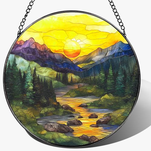 8 Inch Stained Glass Ornament (Mountain Range B)