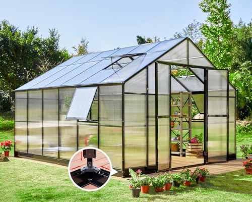 12x13.5x9 FT Polycarbonate Greenhouse with Quick (12x13.5x9 FT)