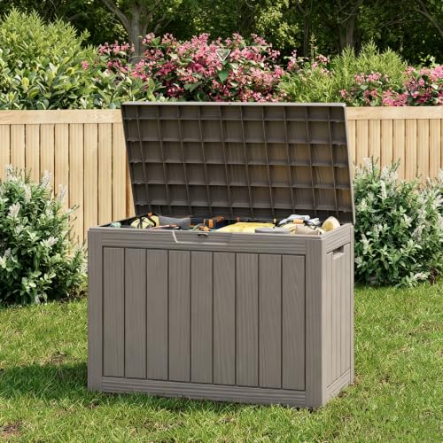 50 Gallon Outdoor Storage Box Waterproof Deck Box for Patio (Grey / 50 Gallon)
