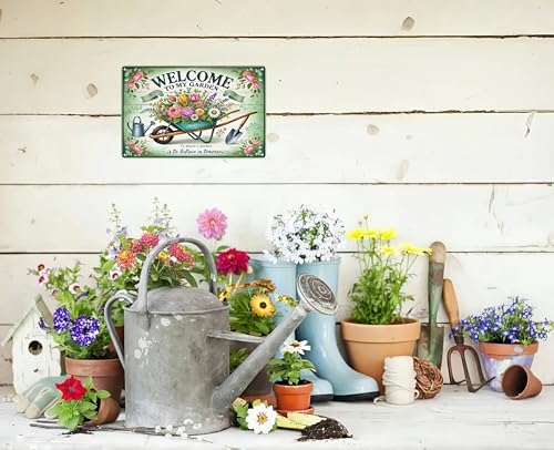 Gardening Gifts Vintage Gardening Signs Welcome to My Garden Tin Sign for Home Garden Greenhouse Living Room Bedroom Yard Cottage Outdoor Decor 8X12 Inch