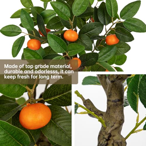 2Ft Fake Orange Tree Artificial Orange Tree in Pot Artificial Potted Plants (Big Orange/White)