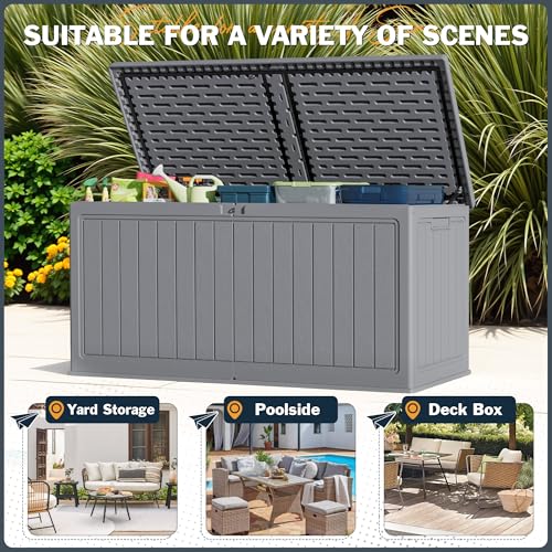 260 Gallon HDPE Outdoor Storage Box (260 Gallon / Light Grey)