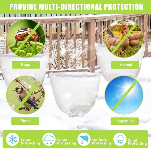 6 Pcs 39 x 39 in Winter Plant Covers Freeze Protection with Drawstring