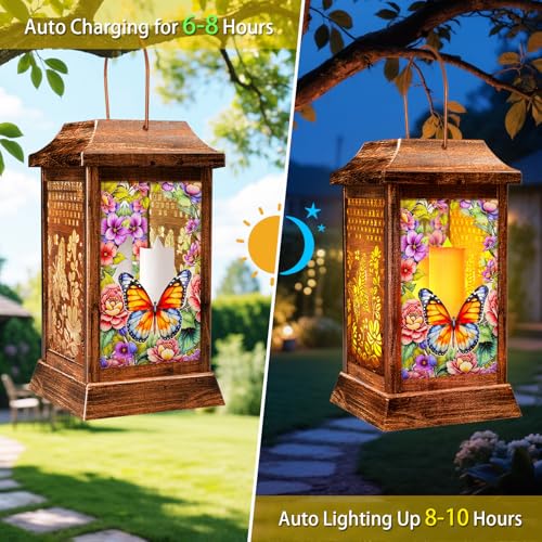 2 Pack Butterfly Solar Lanterns Outdoor Waterproof (Butterfly / 11.6*8.2inch)