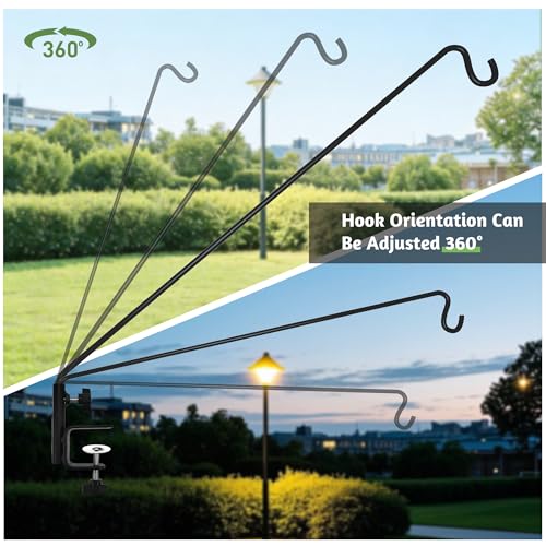 Extended Reach Deck Hook Wall Pole Wall Mounted Deck Hook Extensible and 43 inch Wall Bracket for Hanging Bird Feeder (2 Count)