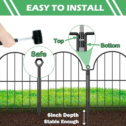 30 Pack Decorative Garden Fence (Black / 17 in(H))