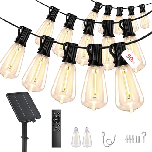 50FT Solar String Lights Outdoor Waterproof (50FT(15 Sockets))