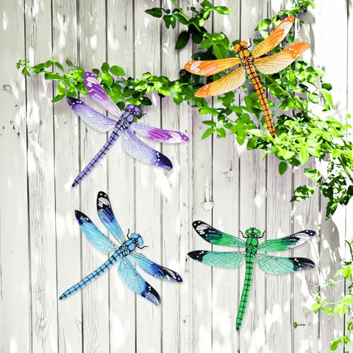 4 Pack Large Metal Dragonfly Wall Decor (Large Dragonfly)