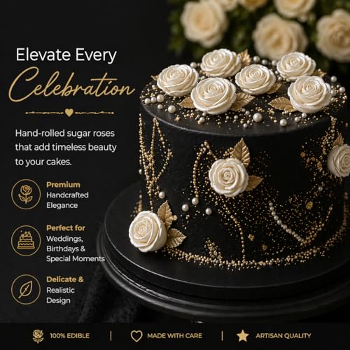 Metallic Edible Lumniscent Pearl Roses (Pearl)