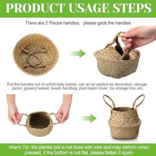 4 Pcs Woven Seagrass Baskets Belly Basket (4 Count)