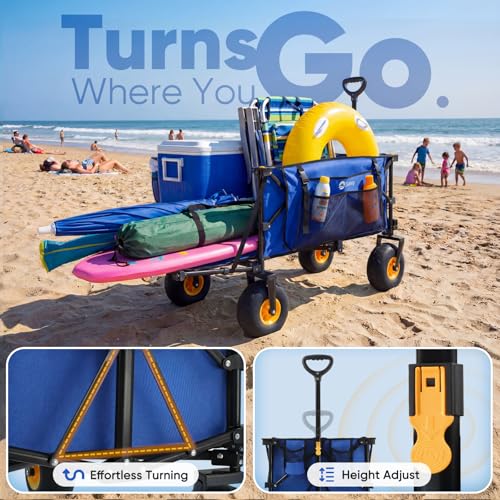 Heavy Duty Beach Wagon with 9" Big Sand (Blue&black)