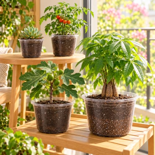 Clear Nursery Pots with Drainage Holes (6/8/9.5/12 Inch-20Pcs)