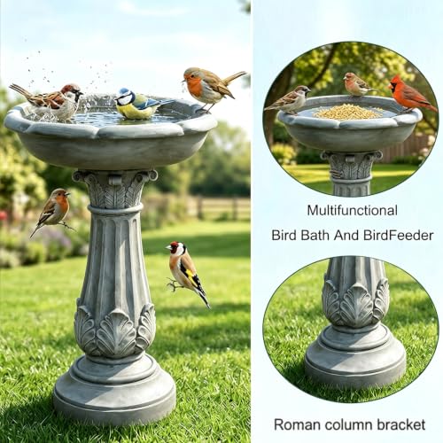 23.23”Tall Resin fiber Outdoor Bird Baths for Garden (23.23''H)