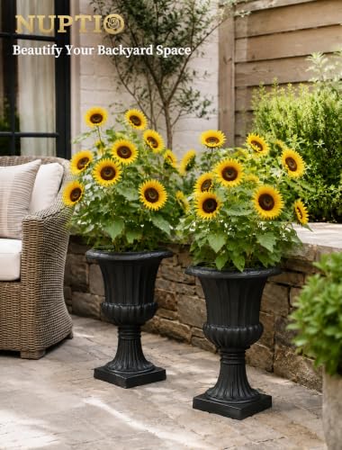 Urn Planters for Front Porch (Black / 2 Pieces-19.7 Inch)