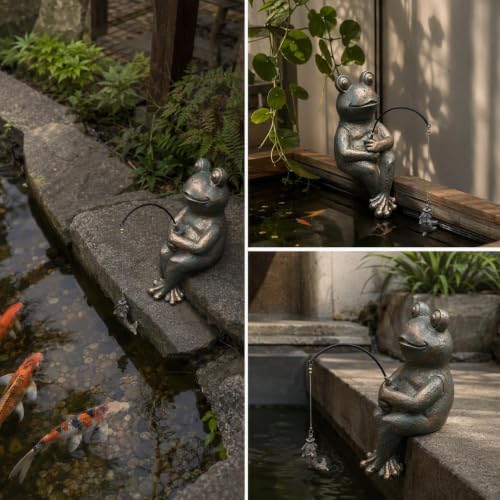 Frog Fishing Statue Garden Decor (Frog-gold Copper)