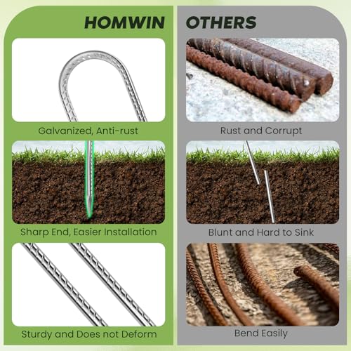 12 inches Tent Stakes Heavy Duty 12 (J-12"x5/16"-12pcs / J Shape-Silver)