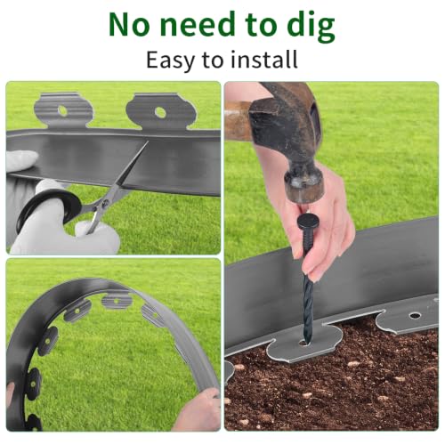Landscape Edging 4in Garden Edging Borders No Dig 33ft (Gray / 4in x 33ft)