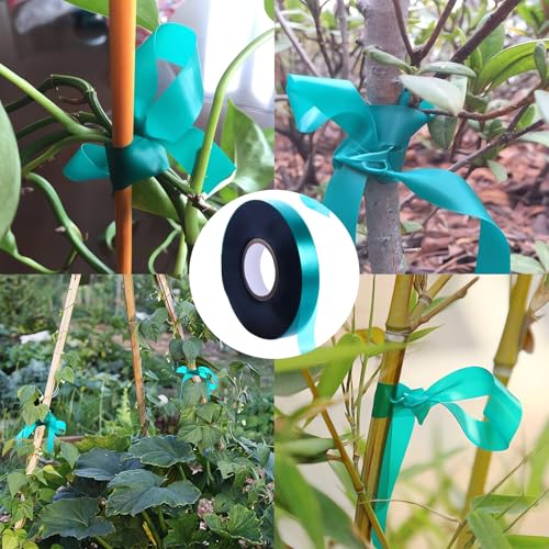 48 Rolls 150 Feet Stretch Tie Tape 0.5 Inch Garden Tie Tape Thick Plant Ribbon Garden Green Vinyl Stake for Indoor Outdoor Patio Plant Use