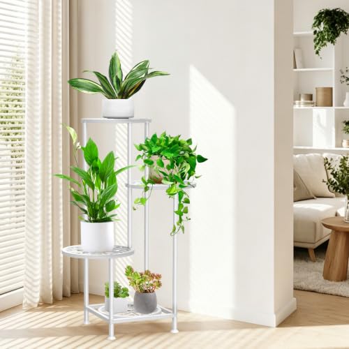 4 Tier Plant Stand Indoor Outdoor (Flower White / 4 Tier)