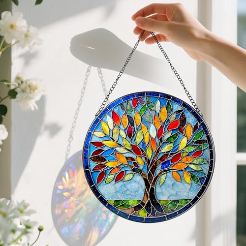 8 Inch Stained Glass Ornament (Tree of Life B)