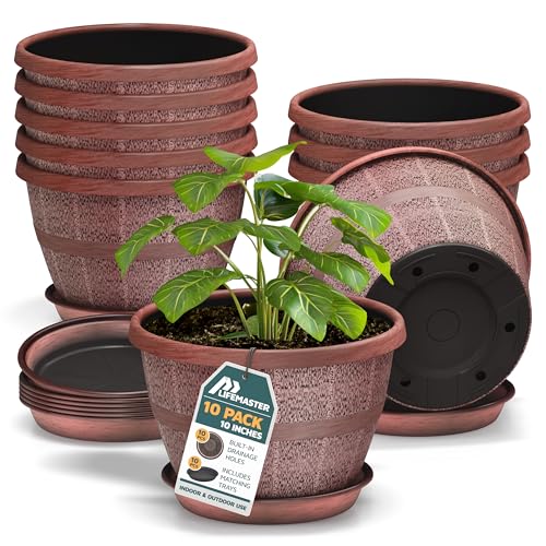 10 Inch Whiskey Barrel Planters Outdoor Pack of 10 (10 Count)