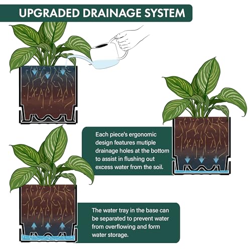 8 Inch Planter Pot with Drainage Hole & Saucer (2 Count)