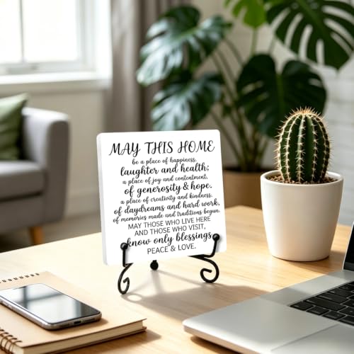 Housewarming Gifts for Women Men Home Book Shelf Table Decor 6.3x6.3 In (Multicolor 1729 / Wooden sign with iron frame（6.3 x 6.3 inches）)