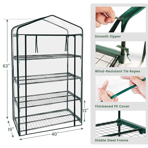 Garden 50% Extra Wide Mini Greenhouse 4 Tier Portable Plant Green House 40in Wide (4-Tier)