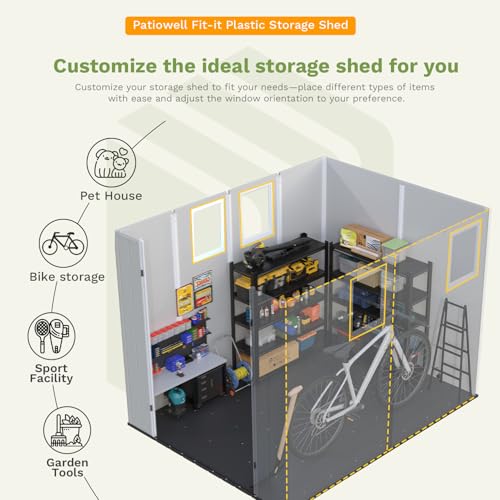 6X8 FT Resin Outdoor Storage Shed with Floor (Light Gray / 6x8)