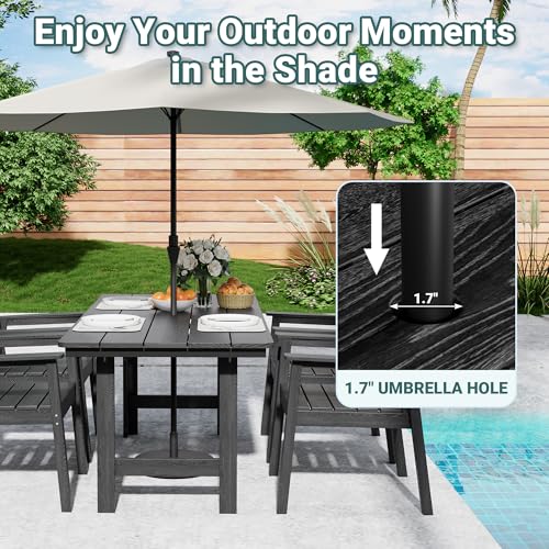 Patio Dining Table Set (Black / 4-Seat(5PCS)66.7"Table)