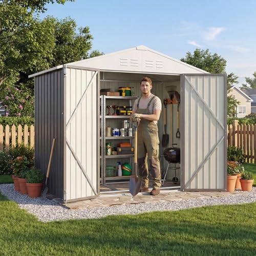 6x4 FT Outdoor Storage Shed with Floor Frame (Gray / 6x4 FT)