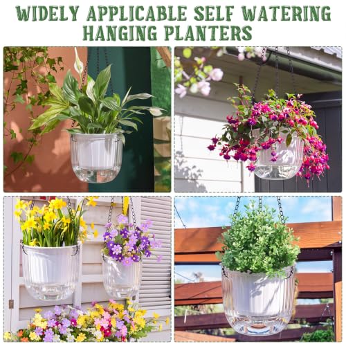 3 Pcs 8.3' 6.5'' 4.5'' Hanging Self Watering Pot for Indoor Plant (Clear / 6.9'' 6.5'' 4.5'')