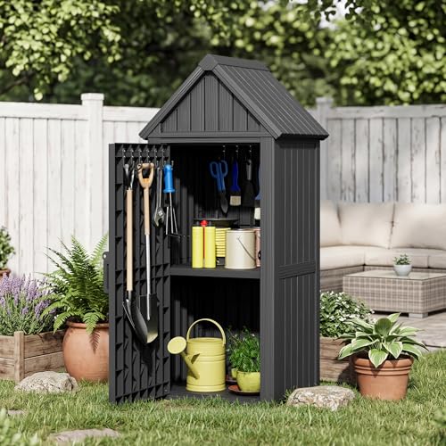 Outdoor Resin Storage Cabinet Sturdy All (Black)
