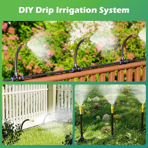 Drip Irrigation System 30 FT with 10 Nozzles (30 ft PU hose (5/16 in OD, 8mm))